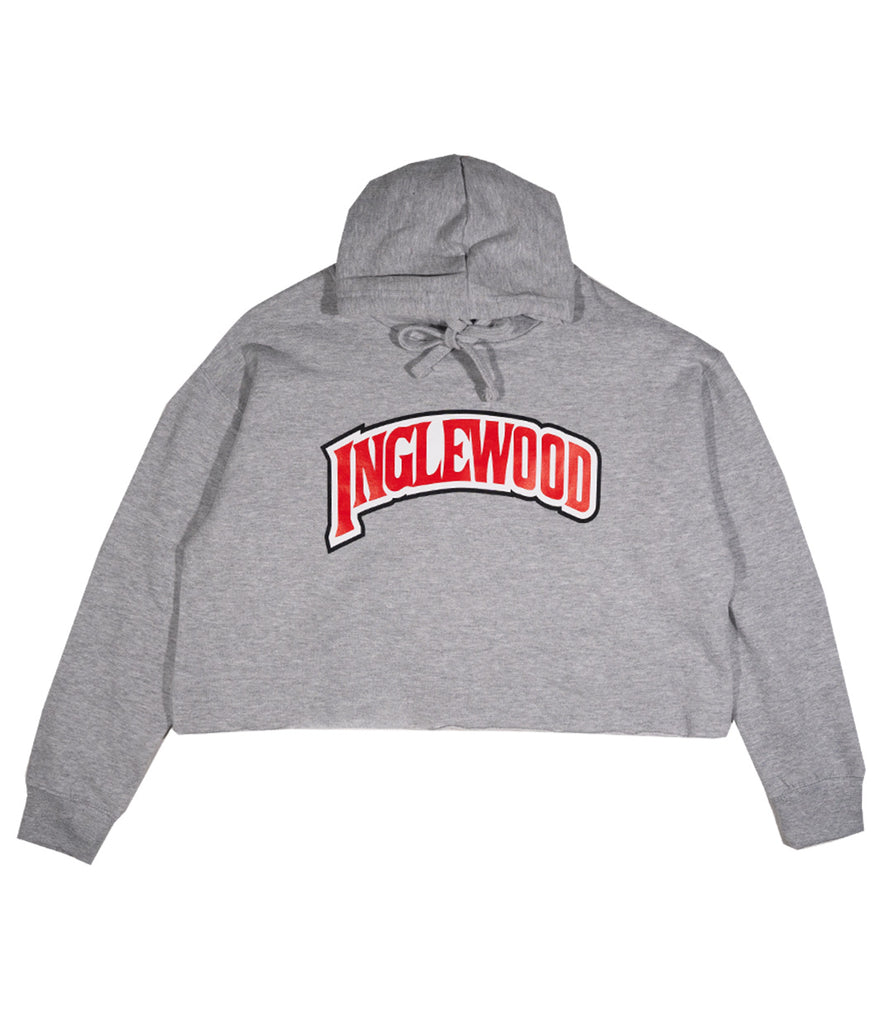 INGLEWOOD CROP TOP HOODIE HEATHER GRAY