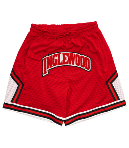 Inglewood Chenille Patch Shorts Red