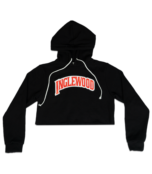 INGLEWOOD CROP TOP HOODIE BLACK