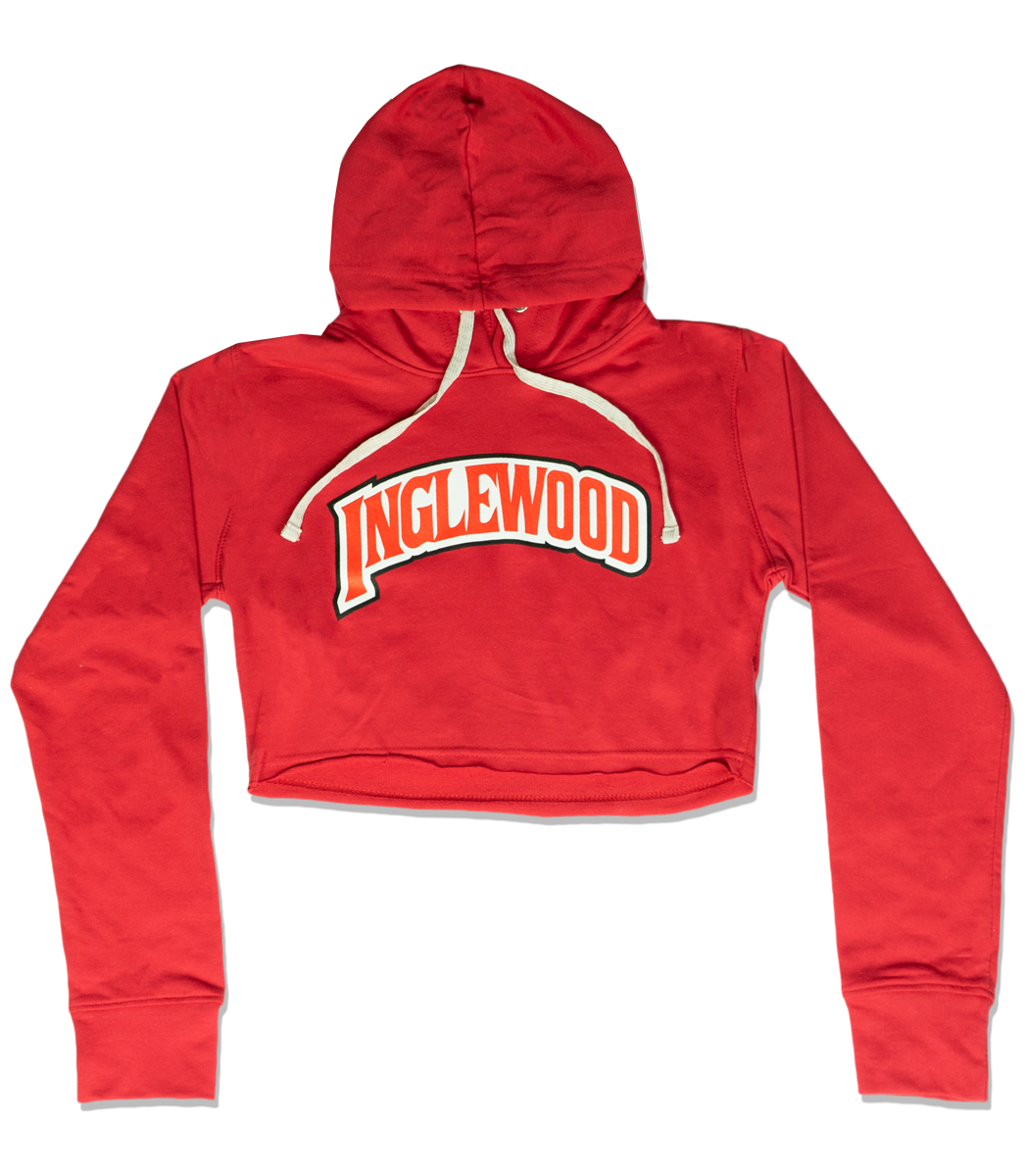 Red crop top hoodie sales
